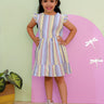 Multi Color Striped Girls Dress with Bow