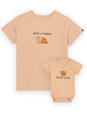 Mumma Bear and Baby Bear Twinning - Combo of 1 T-shirt and 1 Onesie - TWN2 - MBRTSOS