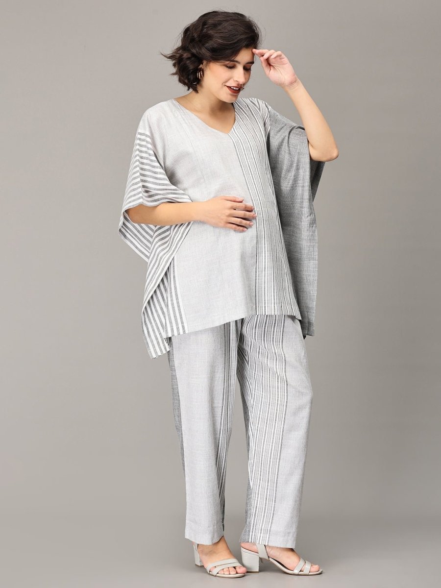 Muse Of Milan Striped Maternity and Nursing Co Ord Set - MEW-SK-GCRD-S