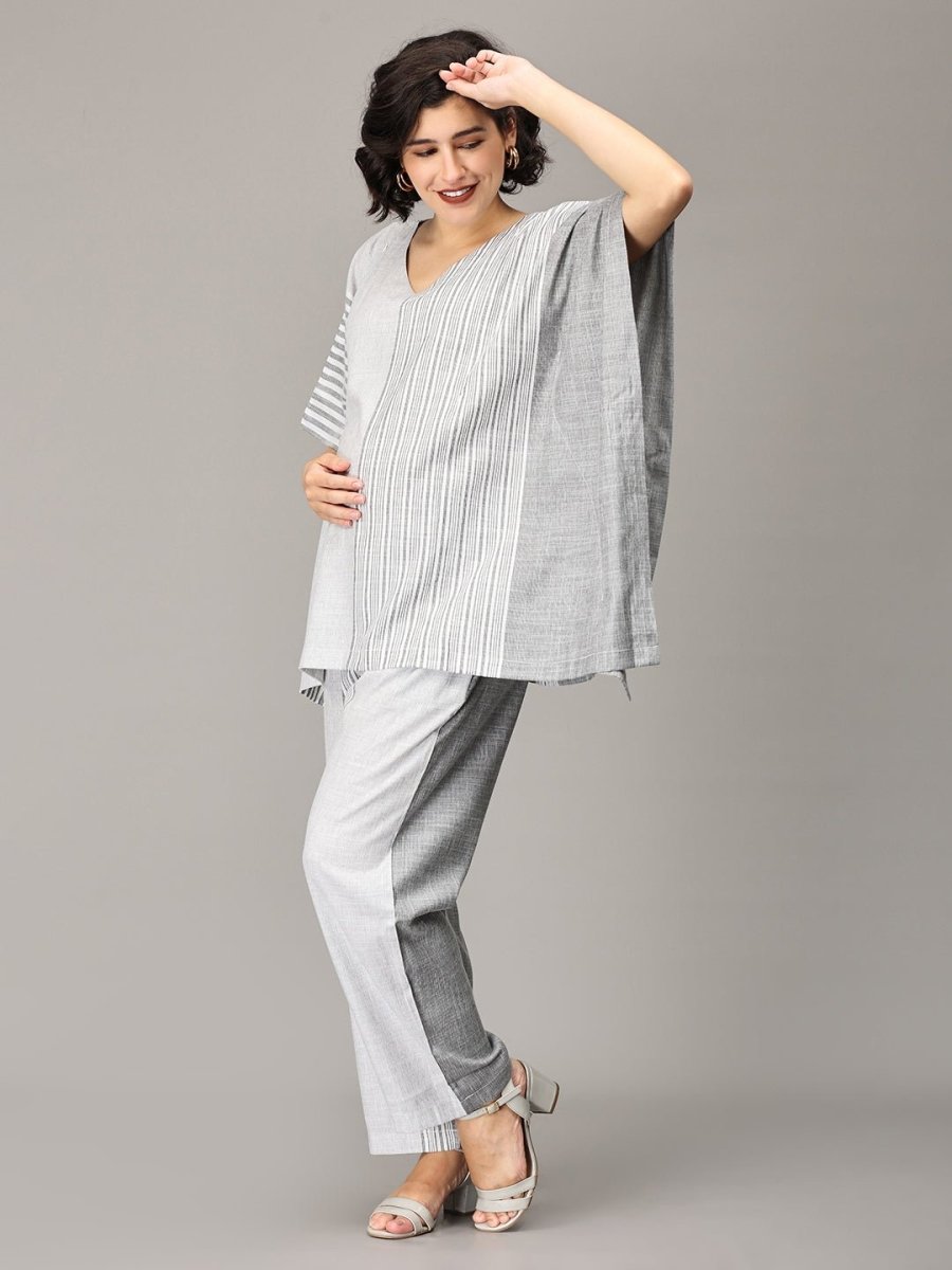 Muse Of Milan Striped Maternity and Nursing Co Ord Set - MEW-SK-GCRD-S