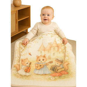 Music Fox Guitar print Super Soft Breathable pure Muslin cotton Blanket for Infants - Bedding