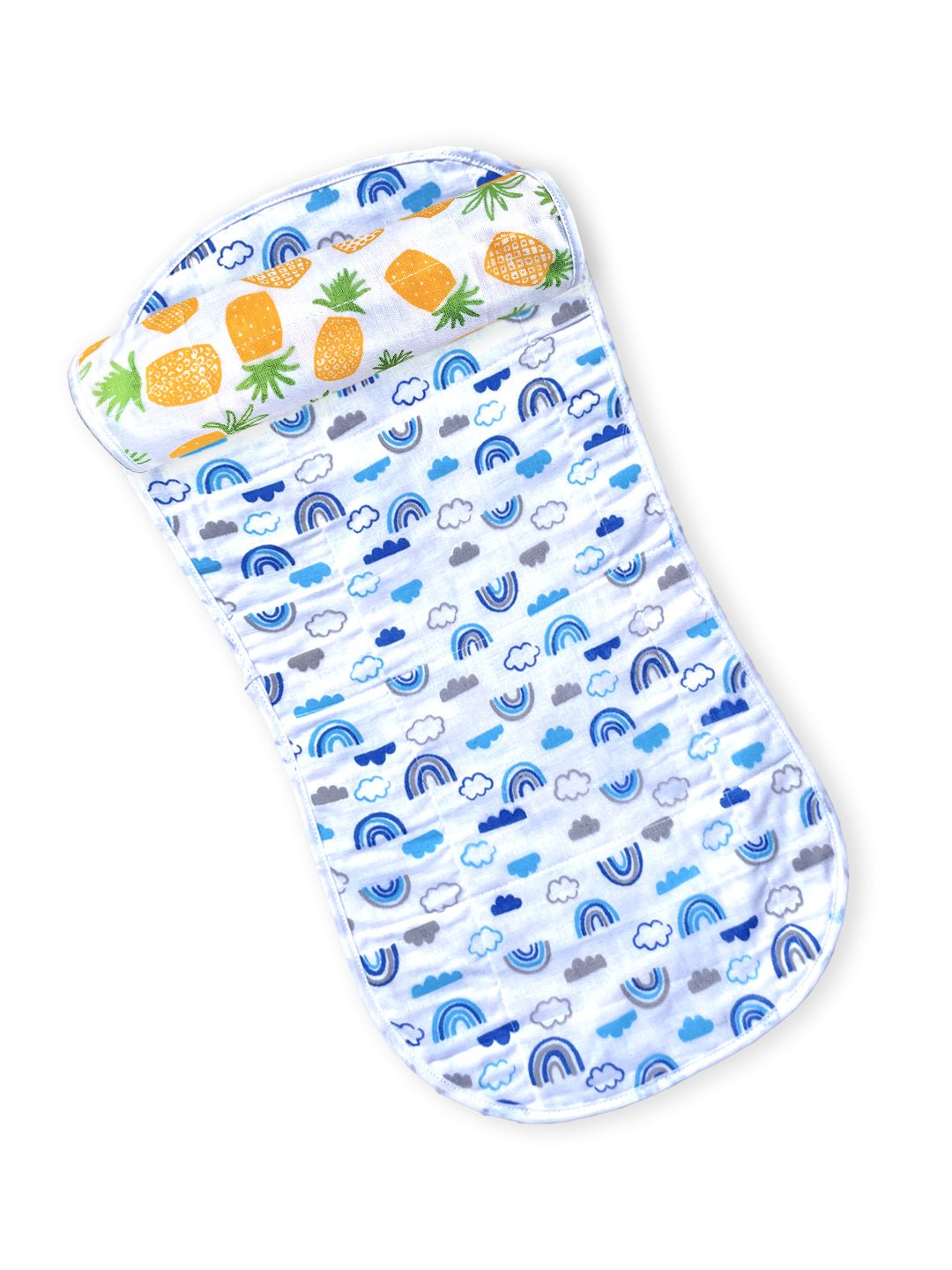 Muslin Burp Cloth Combo Of 2 - : Fruity Pineapple - Happy Rainbow - MSBC2 - FPNPHRN