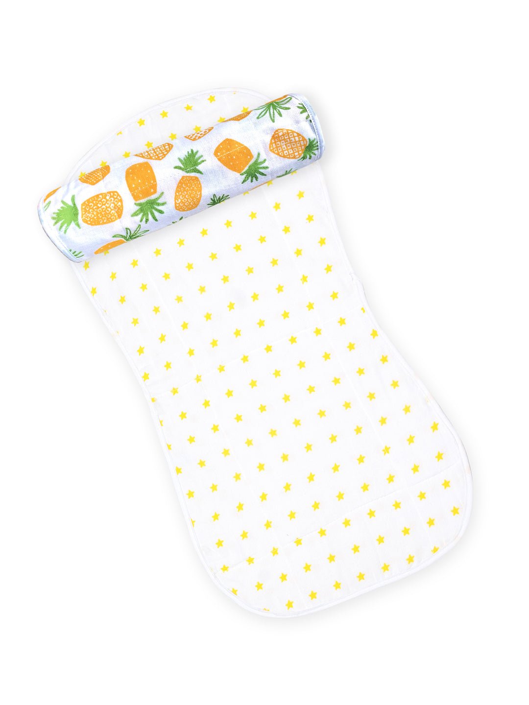Muslin Burp Cloth Combo Of 2 - : Fruity Pineapple - Yellow Star - MSBC2 - FPNPYLS