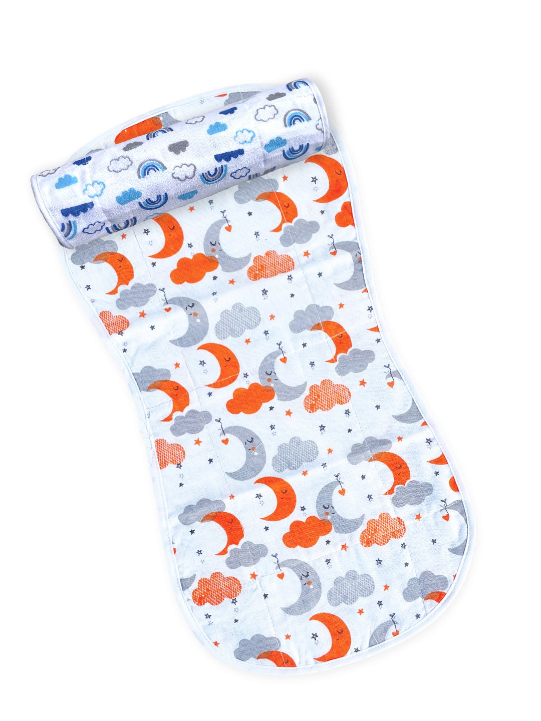 Muslin Burp Cloth Combo Of 2 - : Happy Rainbow - Moon Kid - MSBC2 - HRNBMK