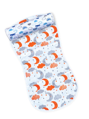 Muslin Burp Cloth Combo Of 2 - : Happy Rainbow - Moon Kid - MSBC2 - HRNBMK