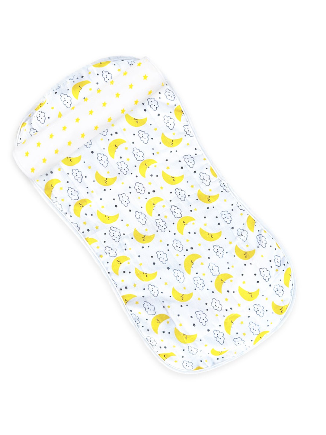 Muslin Burp Cloth Combo Of 2- Option 16: Yellow Star-Moon And Stars