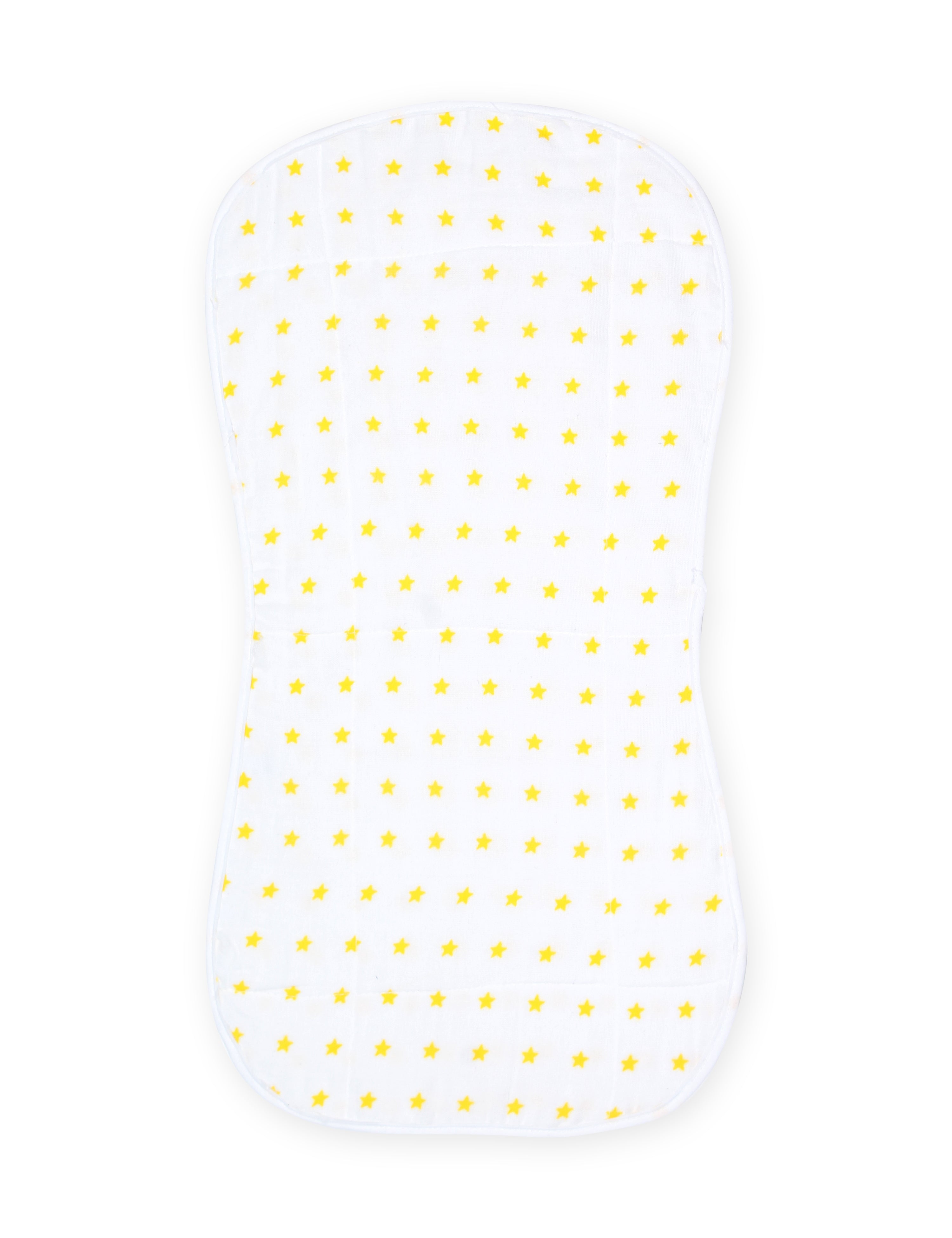 Muslin Burp Cloth Combo Of 2- Option 16: Yellow Star-Moon And Stars