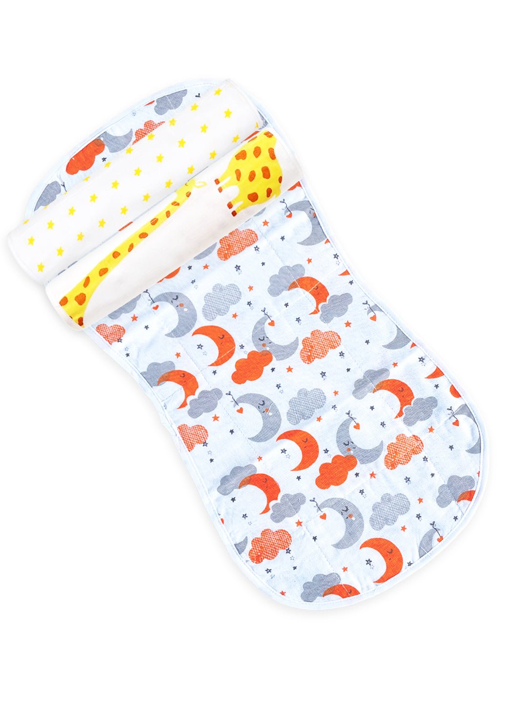 Muslin Burp Cloth Combo Of 3- Moon Kid-Yellow Star-Tall As A Giraffe