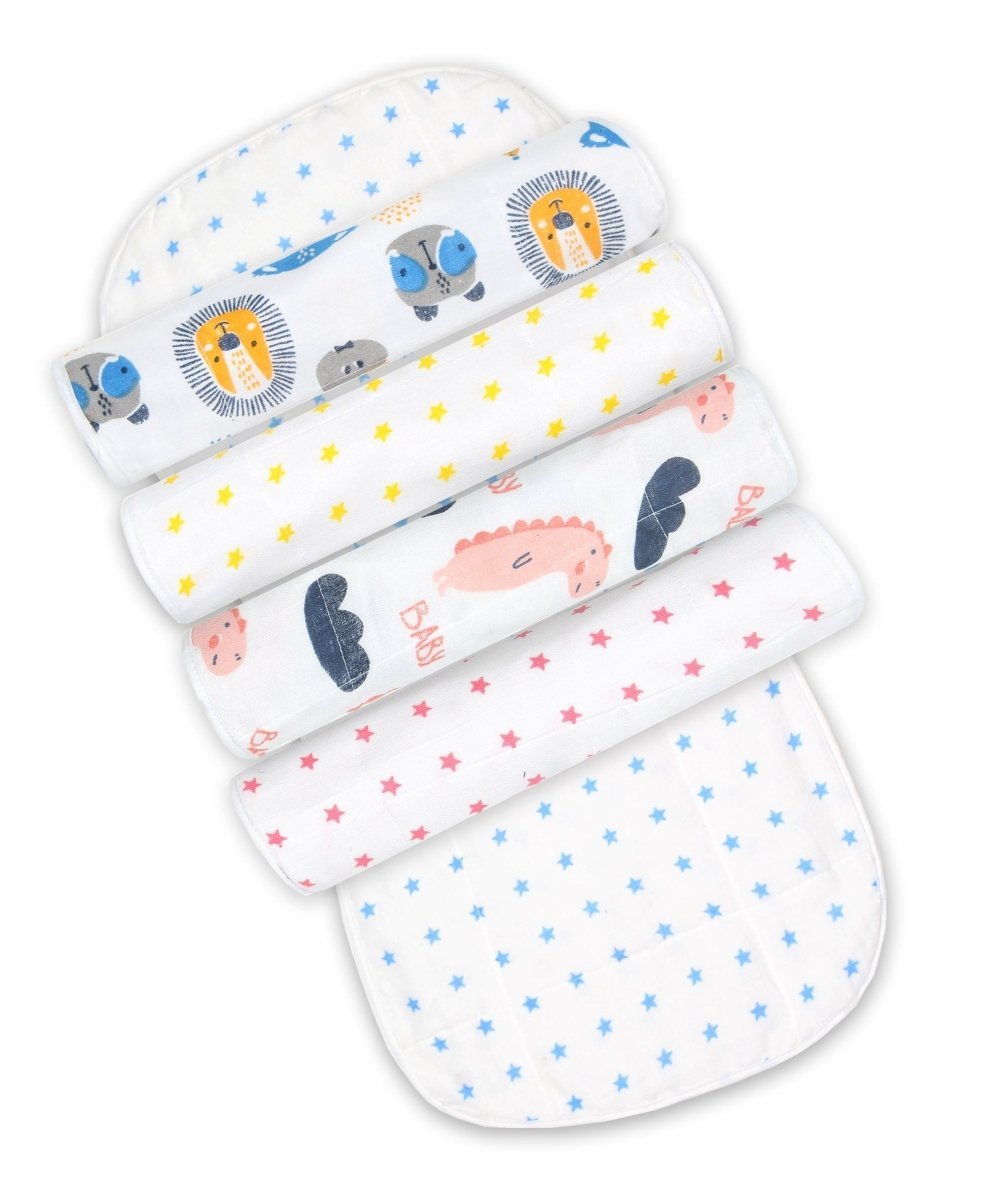 Muslin Burp Cloth Combo of 5- Option 5 - MSBC5-DBPYSF
