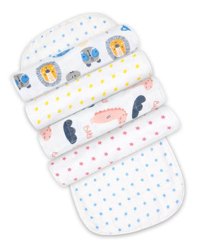 Muslin Burp Cloth Combo of 5- Option 5 - MSBC5-DBPYSF