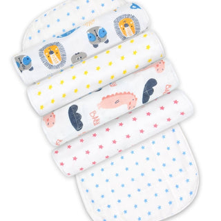 Muslin Burp Cloth Combo of 5- Option 5 - MSBC5-DBPYSF