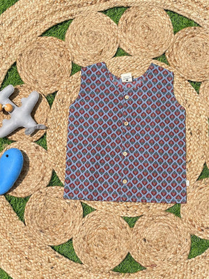Mustache & Ethnic Geometrical Printed Cotton Infant Jabla - ROM - BK - GRCD - 0 - 3