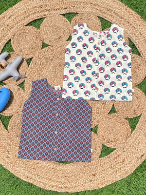 Mustache & Ethnic Geometrical Printed Cotton Infant Jabla - ROM - BK - GRCD - 0 - 3