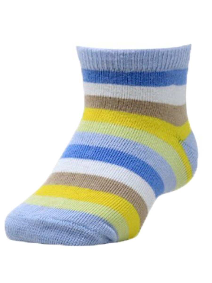 Mustang Kids Ankle Length Socks: Cutie Saurus- White& Blue - SOC-CSWB-6-12