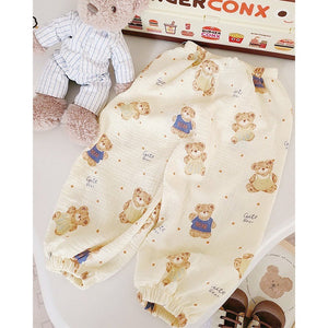 Mustard and Blue Ted, Organic Crushed soft Muslin Cotton Kids Nightsuit - 4 - 5 Years Nightsuits