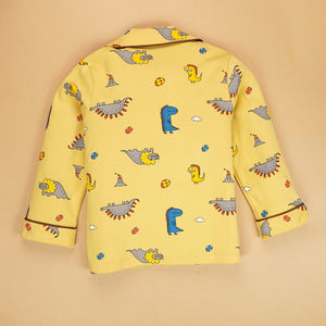 Mustard Brown Dino soft Cotton Kids Nightsuit - 4 - 5 Years Nightsuits