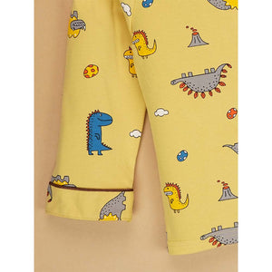 Mustard Brown Dino soft Cotton Kids Nightsuit - 4 - 5 Years Nightsuits