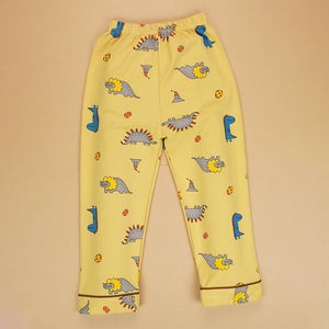 Mustard Brown Dino soft Cotton Kids Nightsuit - 4 - 5 Years Nightsuits