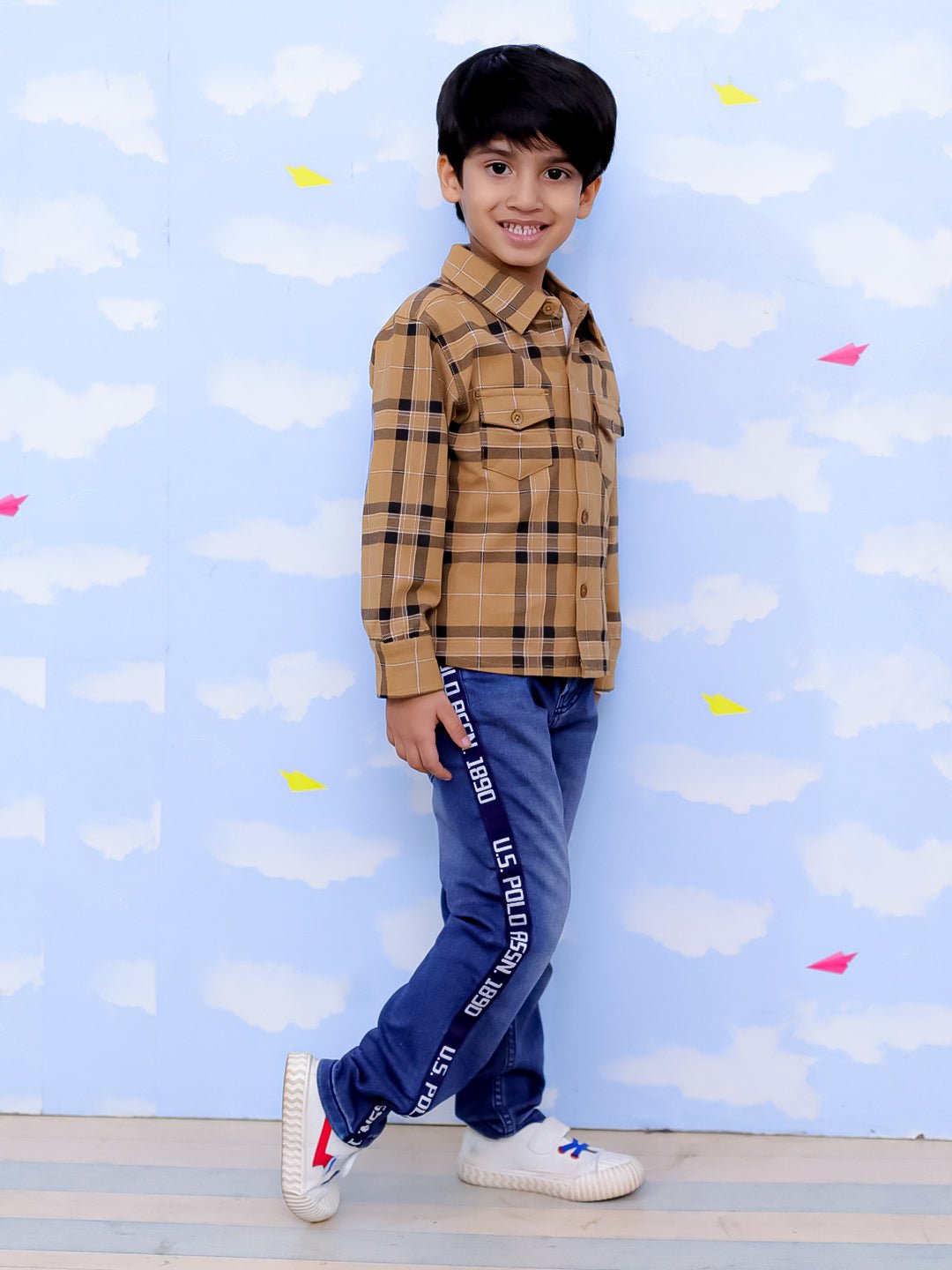 Mustard Flannel Plaid Kids Shirt - KWW - PB - MSDFN - 0 - 6