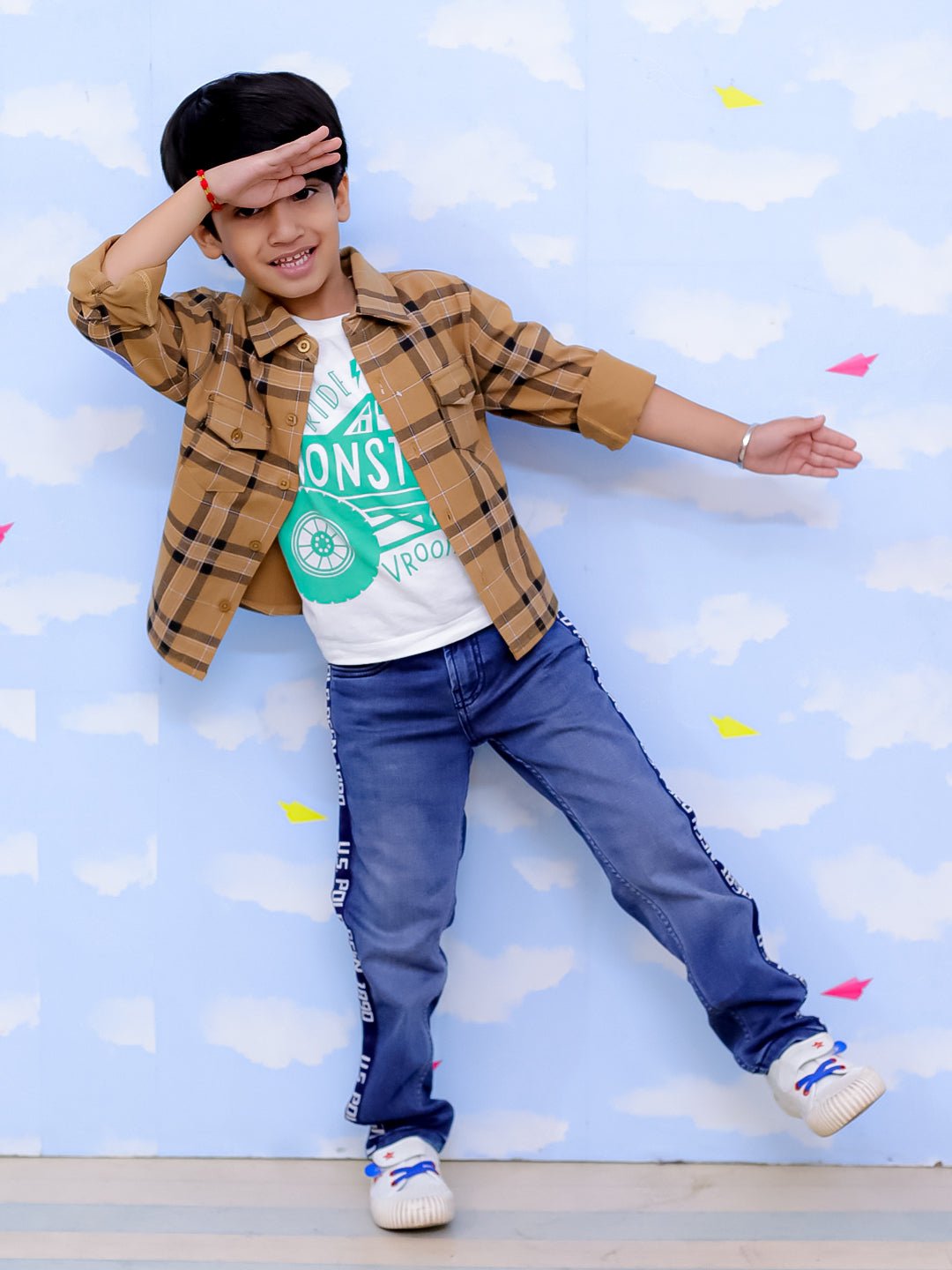 Mustard Flannel Plaid Kids Shirt - KWW - PB - MSDFN - 0 - 6