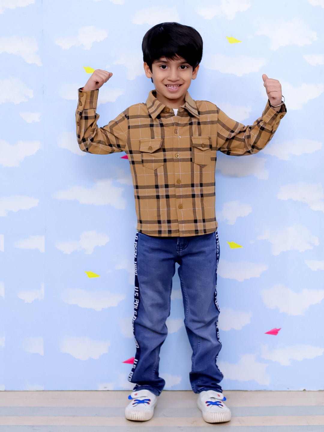 Mustard Flannel Plaid Kids Shirt - KWW - PB - MSDFN - 0 - 6