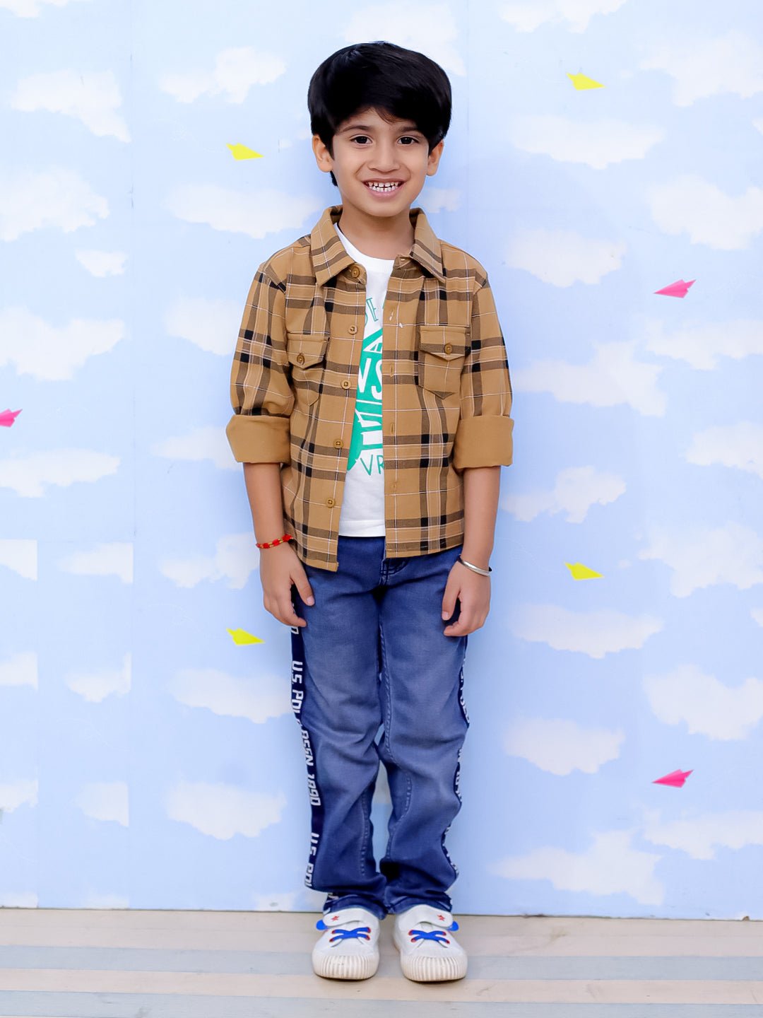 Mustard Flannel Plaid Kids Shirt - KWW - PB - MSDFN - 0 - 6