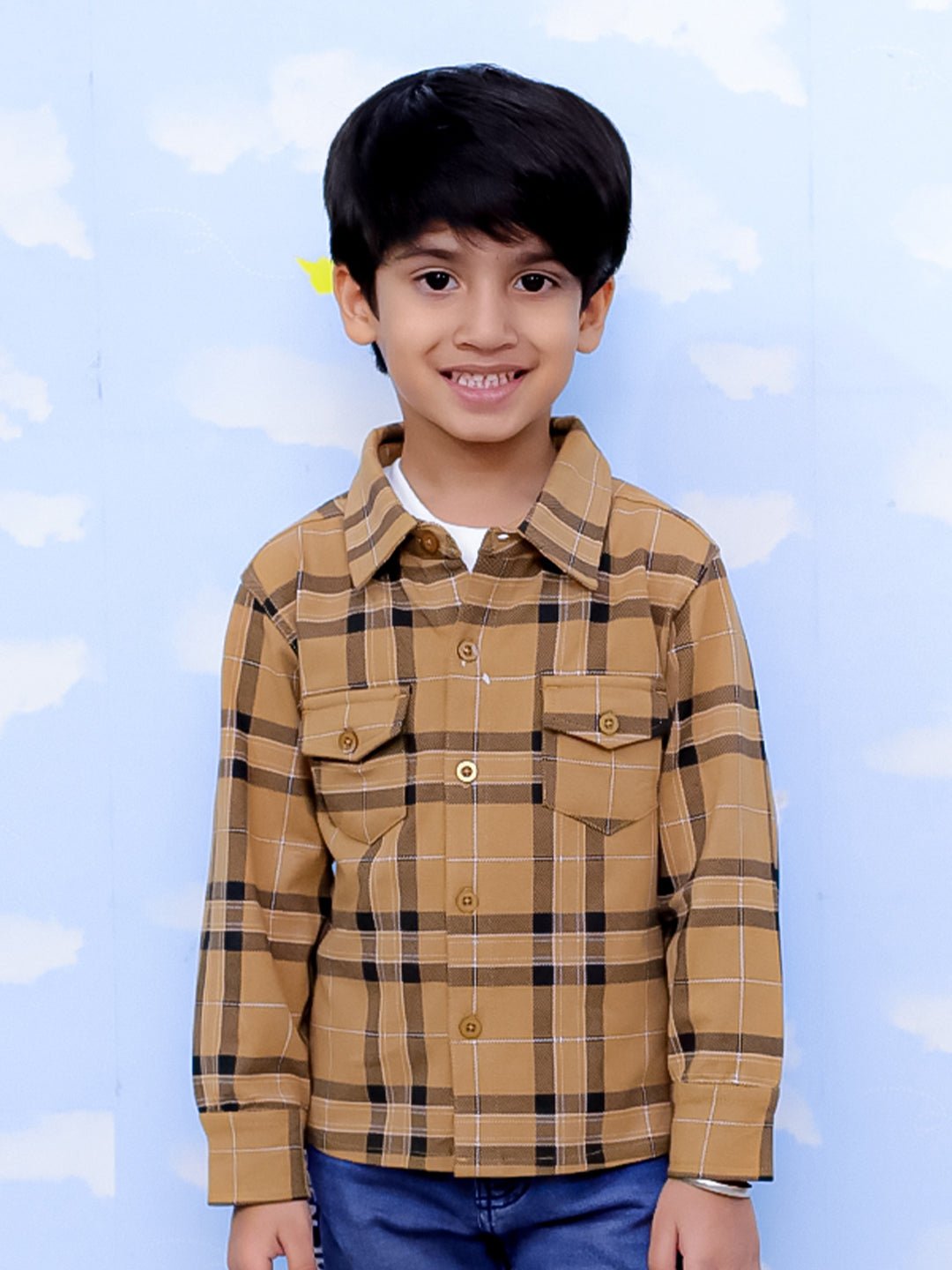 Mustard Flannel Plaid Kids Shirt - KWW - PB - MSDFN - 0 - 6