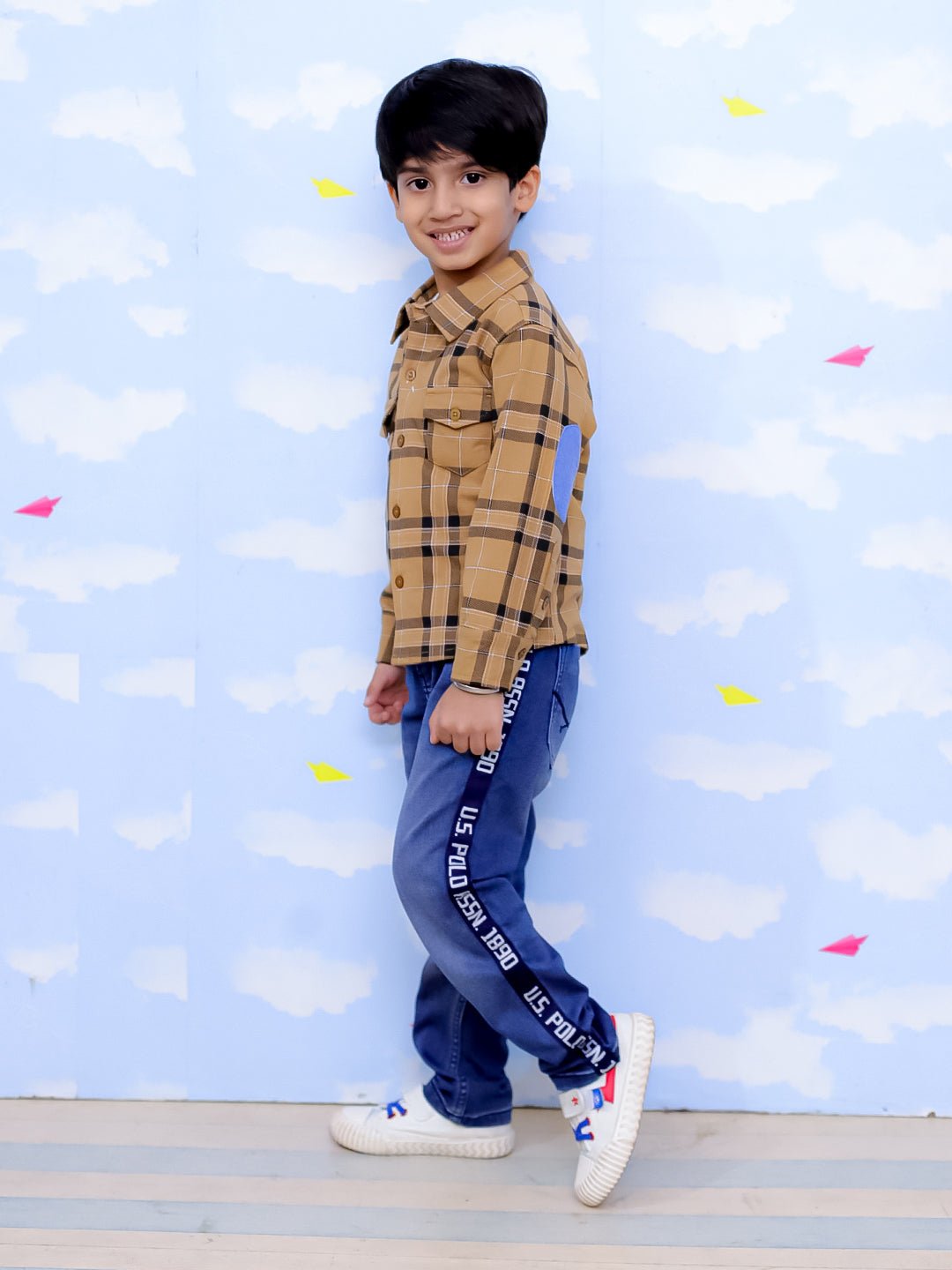 Mustard Flannel Plaid Kids Shirt - KWW - PB - MSDFN - 0 - 6