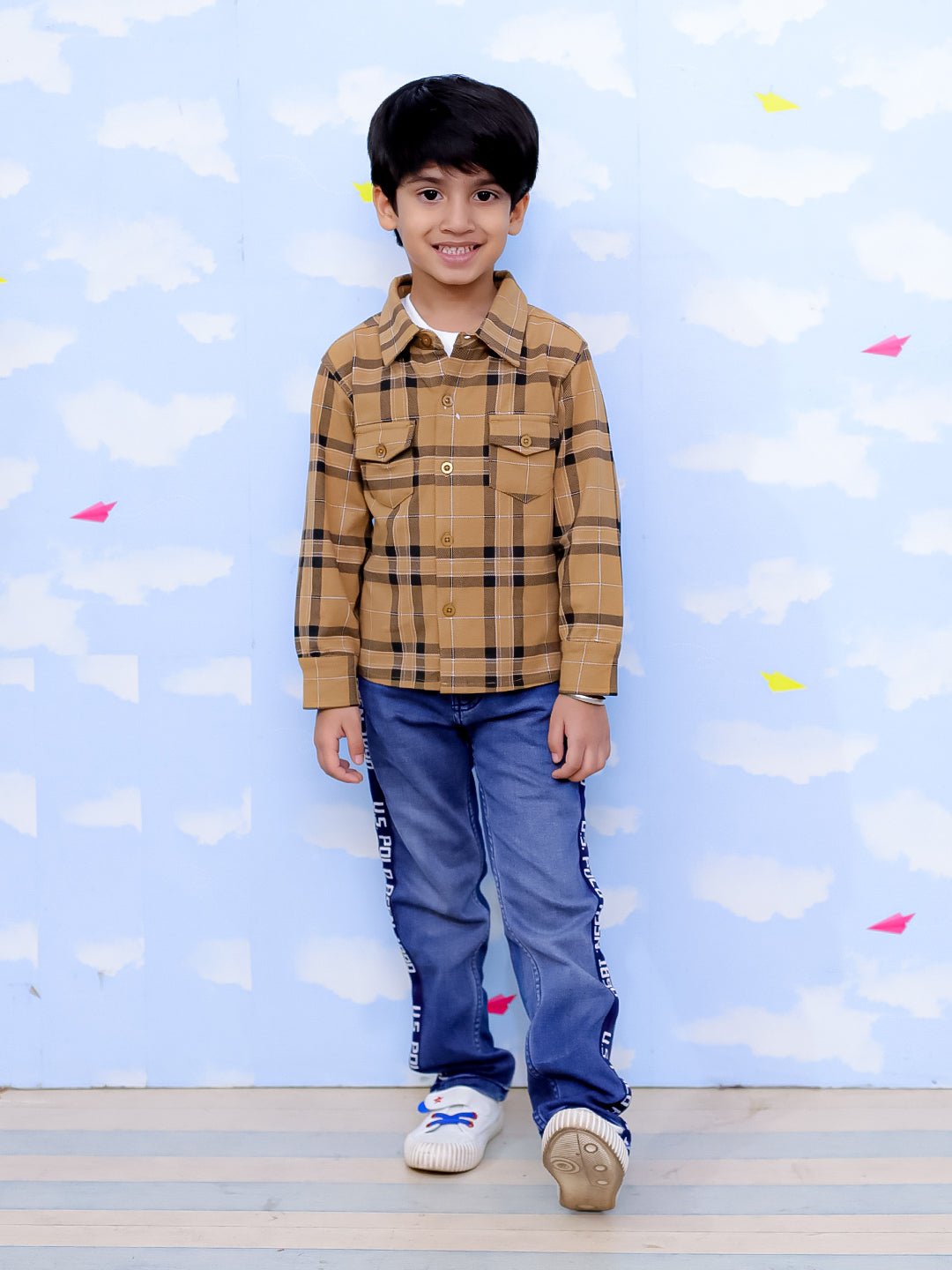 Mustard Flannel Plaid Kids Shirt - KWW - PB - MSDFN - 0 - 6