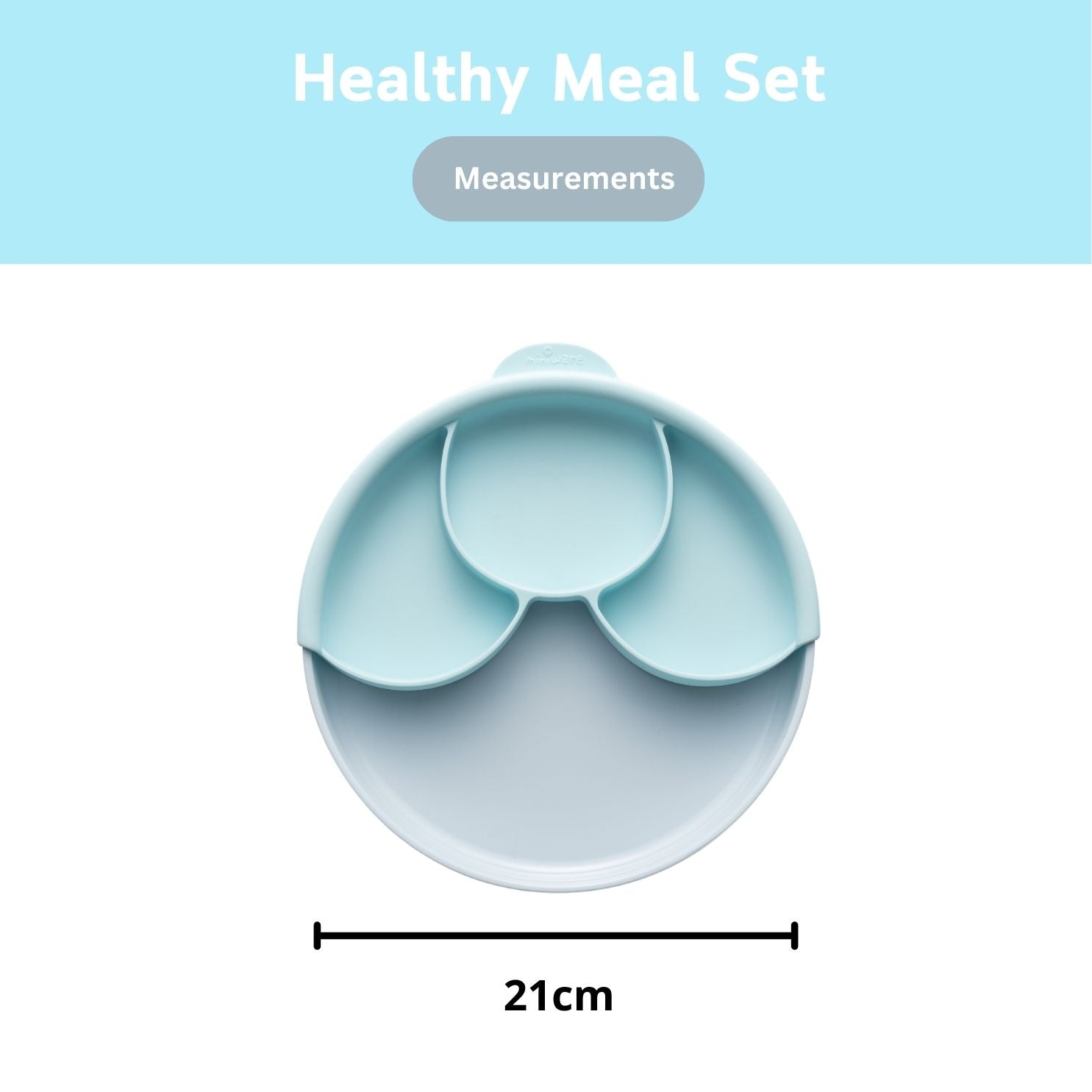 Healthy Meal Suction Plate Set - Aqua