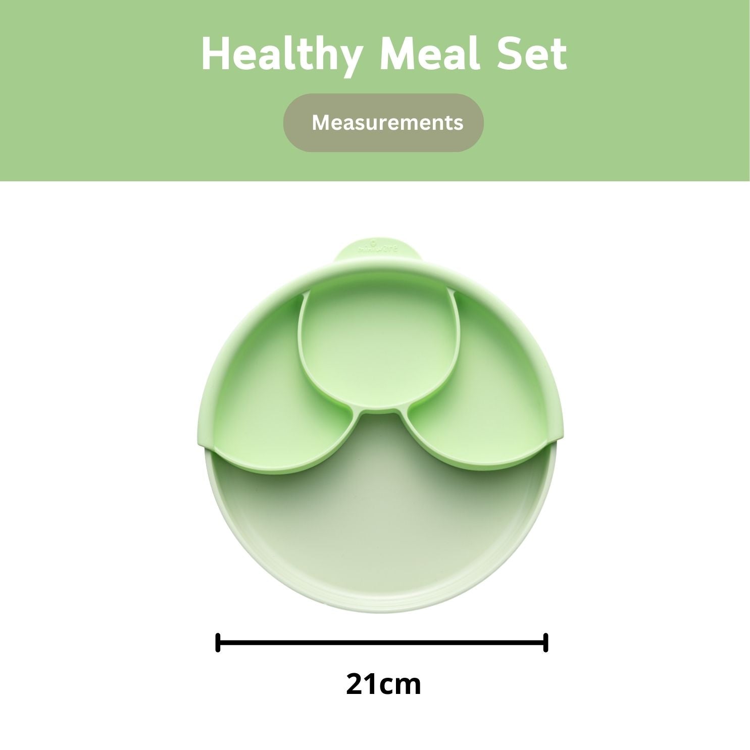 Healthy Meal Suction Plate Set - Key Lime