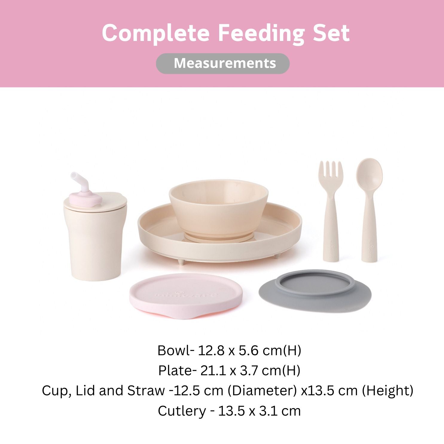 Miniware Little Foodie All-in-one Feeding Set - Vanilla/Cotton Candy