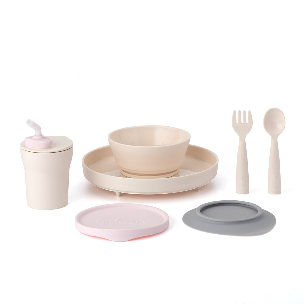 Miniware Little Foodie All-in-one Feeding Set - Vanilla/Cotton Candy