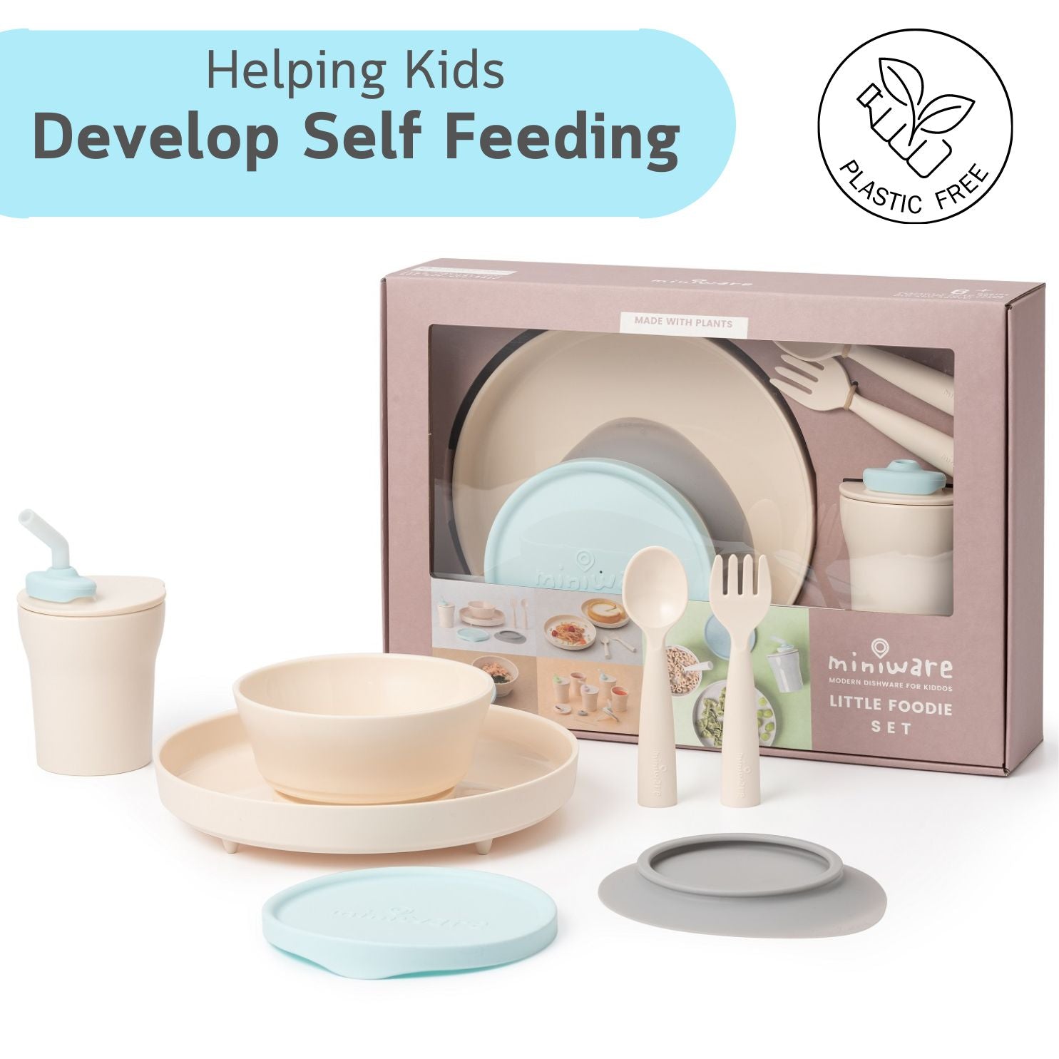 Miniware Little Foodie All-in-one Feeding Set-Vanilla/Aqua