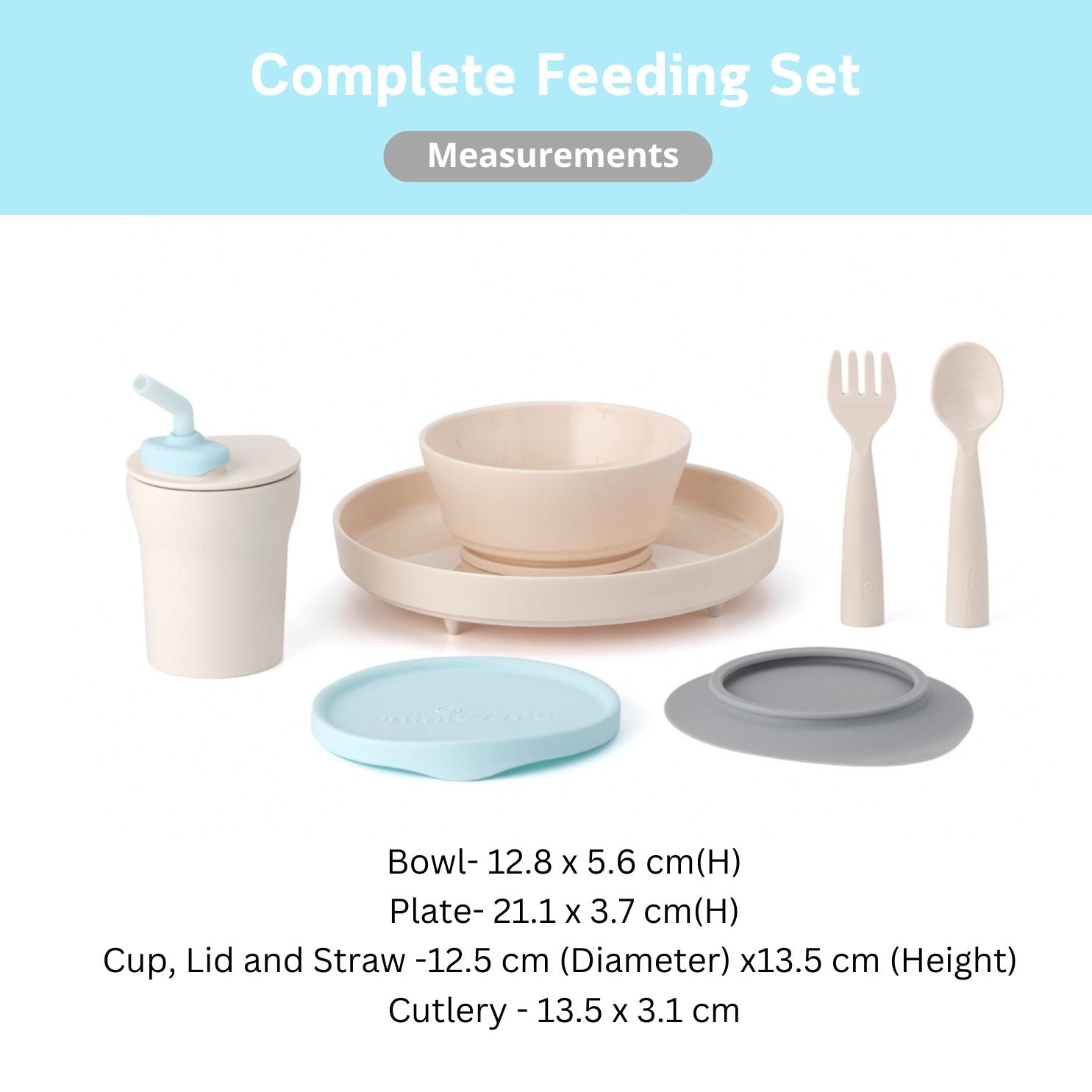 Miniware Little Foodie All-in-one Feeding Set-Vanilla/Aqua