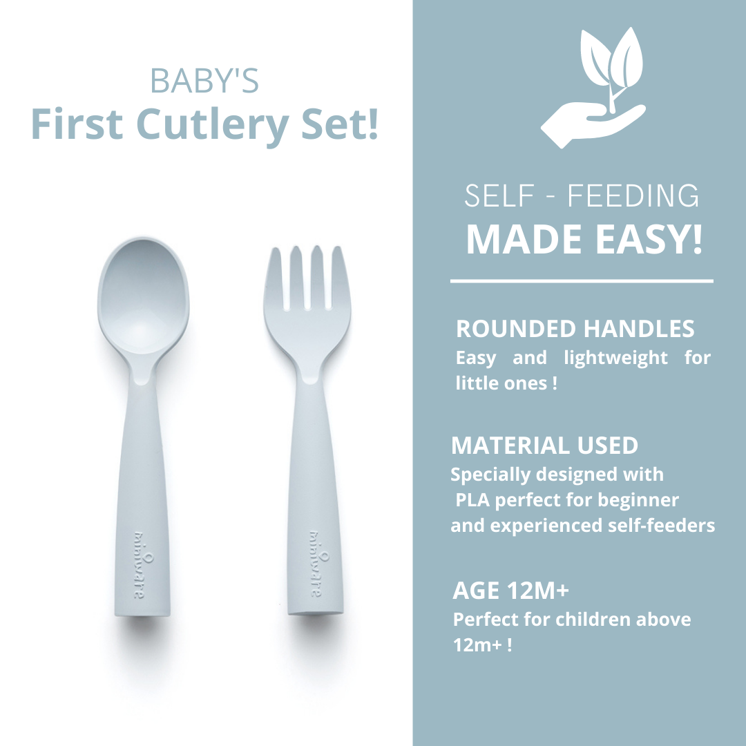 Miniware My First Cutlery Fork & Spoon Set - Aqua