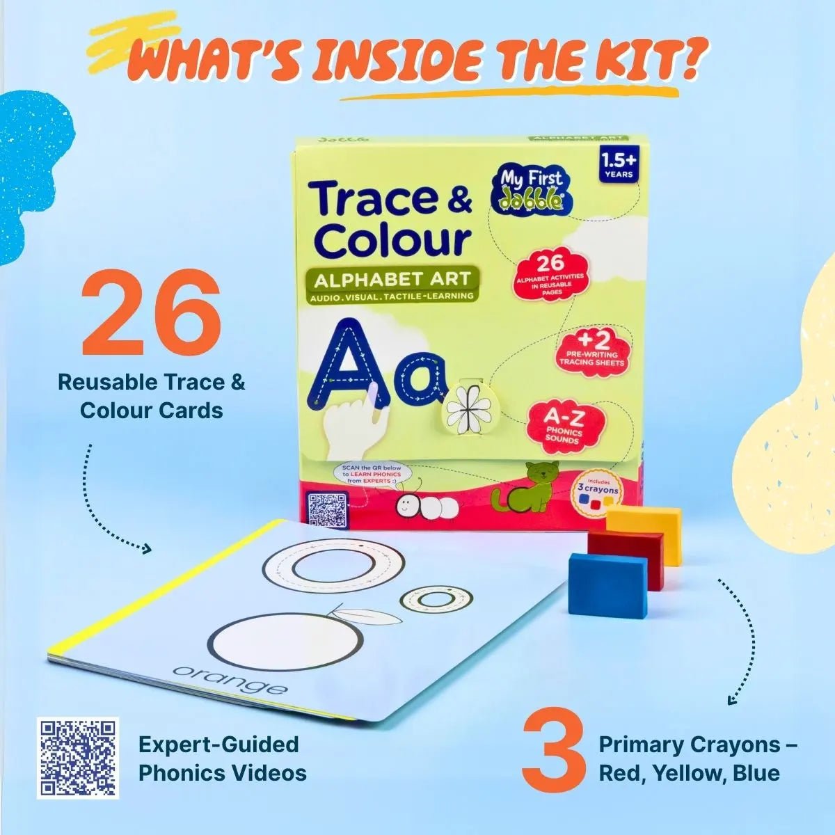 My Dabble ABC Trace & Colour Kit | Multi - Sensory Alphabet Learning for Kids - DPTACC1059