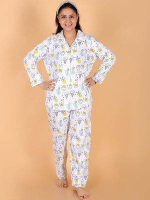 Model wearing myy Smoothie Women's Pajama Set from the mom store