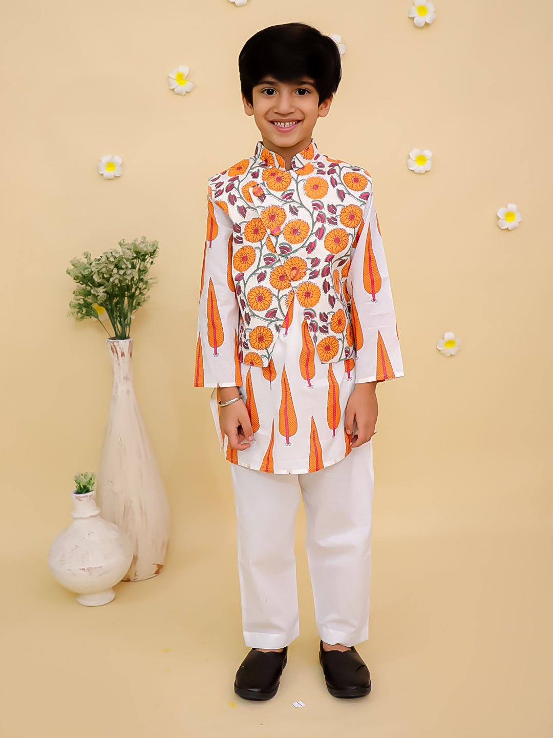 Narangi Boys Jacket And Kurta Pajama Set - KES - SC - NRNGB - 0 - 6