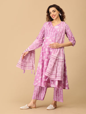 Nargis Noor Maternity and Nursing Kurta Set With Dupatta - S Maternity Ethnic Set