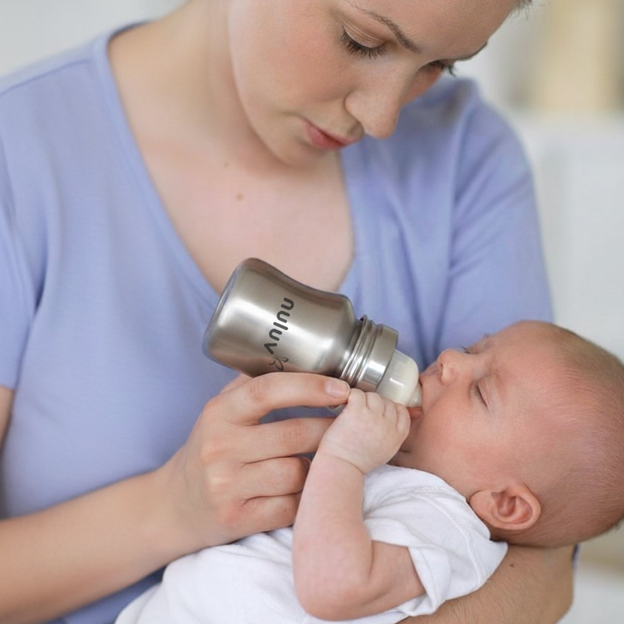 Narrow Neck Steel Feeding Bottle with nipple - 60ml Feeding Bottles