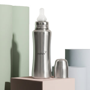 Narrow Neck Steel Feeding Bottle with nipple - 240ml Feeding Bottles