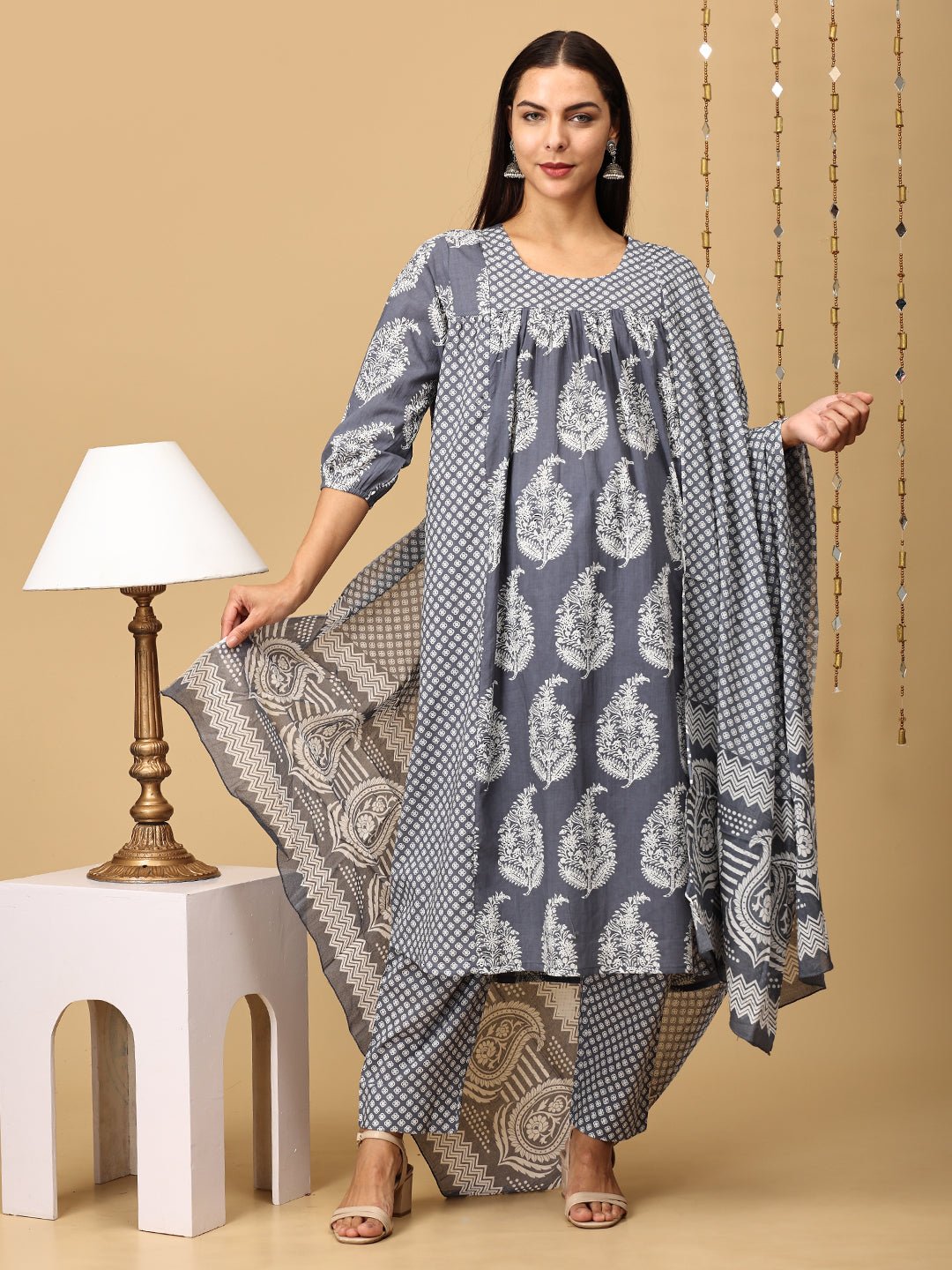 Naval Nirvana Maternity and Nursing Kurta Set With Dupatta - MEW - SK - NVLN - S