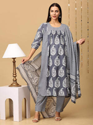 Naval Nirvana Maternity and Nursing Kurta Set With Dupatta - MEW - SK - NVLN - S