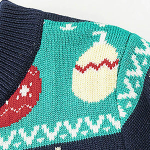 Navy 2 Christmas Deers Knitted Christmas cardigan Sweater for Kids - 3 - 4 Years Winter Wear
