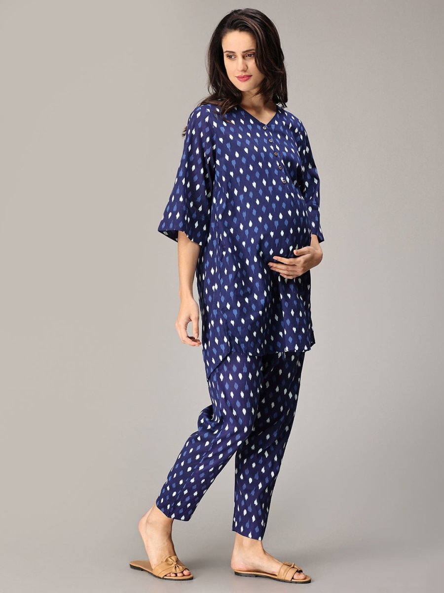 Navy Blooms Maternity and Nursing Co Ord Set - NW-SK-BMCOR-M
