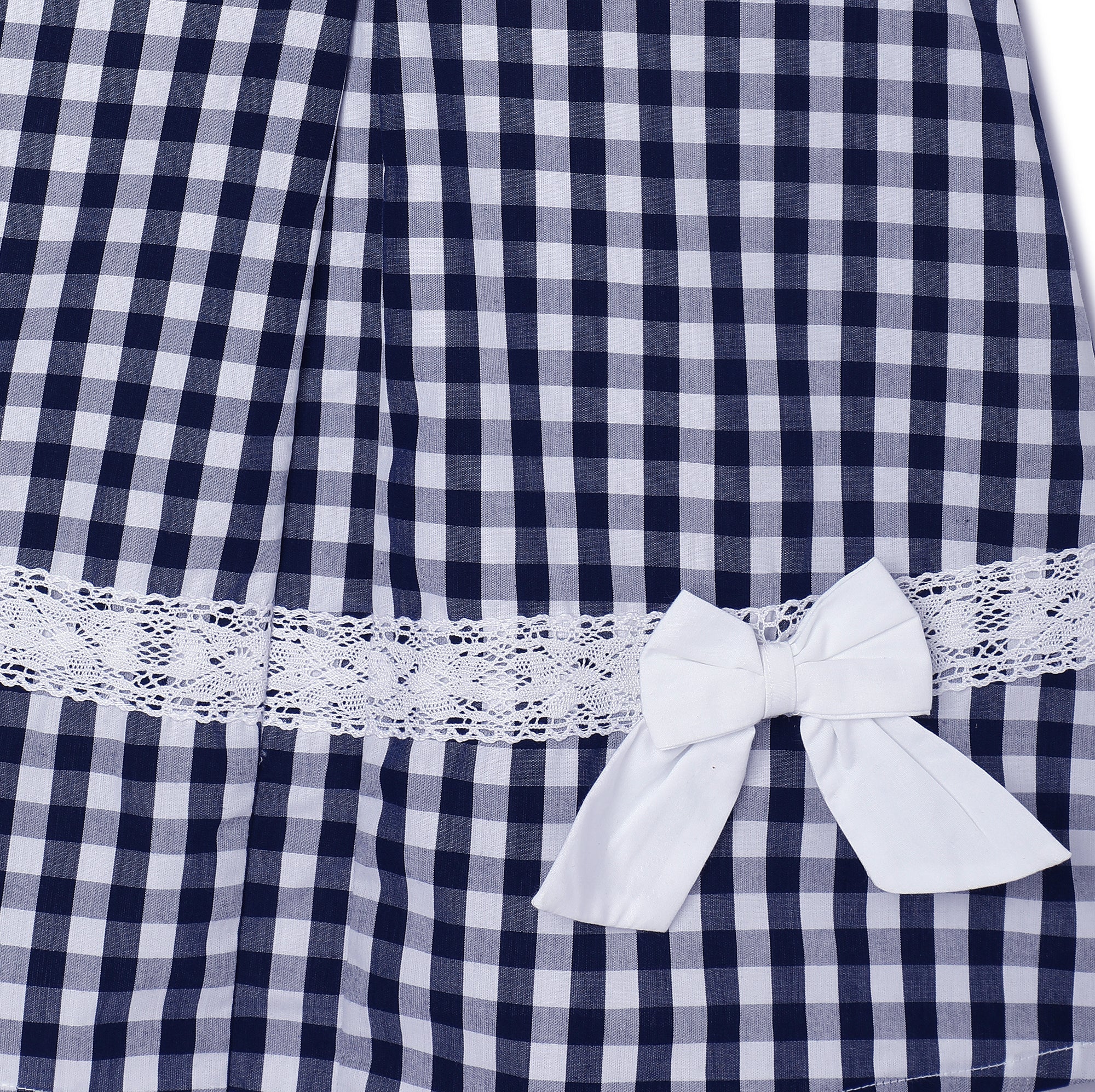 Navy Blue Checkered Girls Casual Dress - KCW - MC - BKCG - 1 - 2