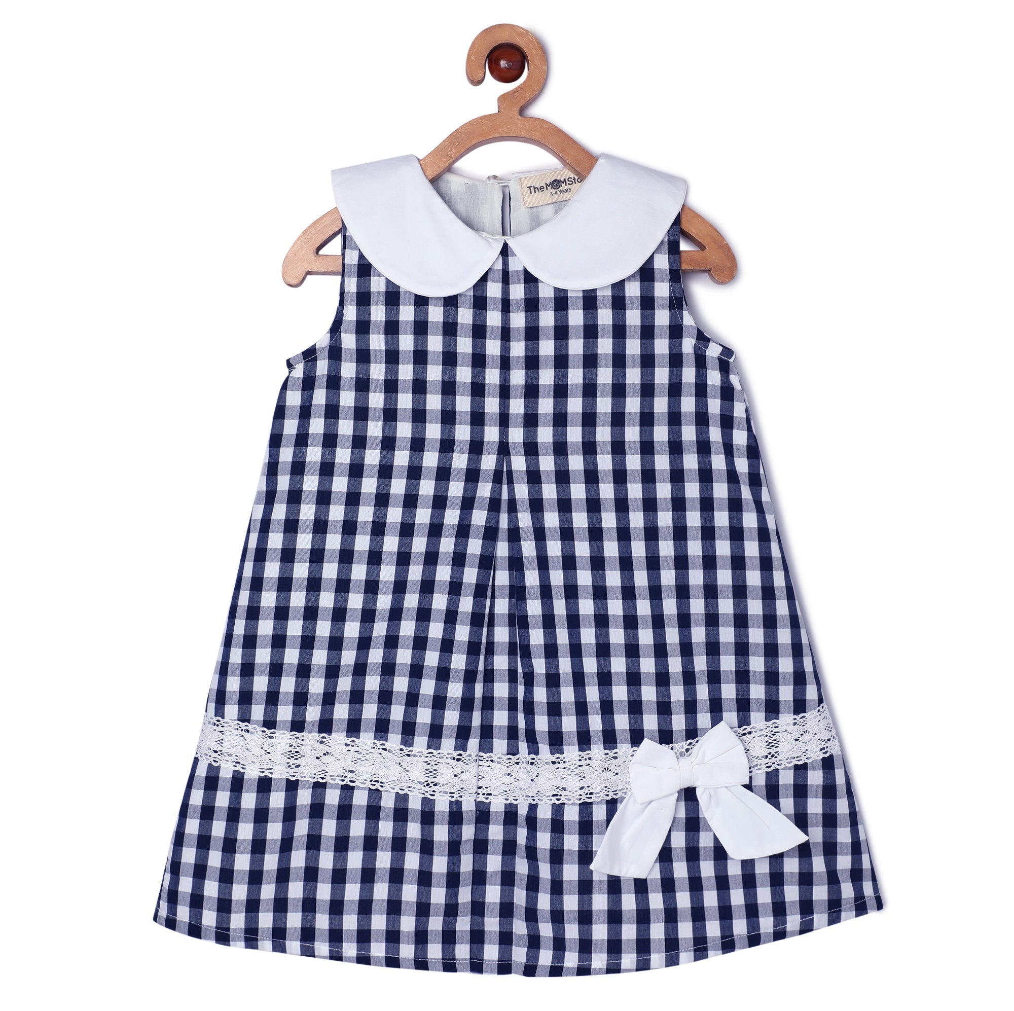 Navy Blue Checkered Girls Casual Dress - KCW - MC - BKCG - 1 - 2