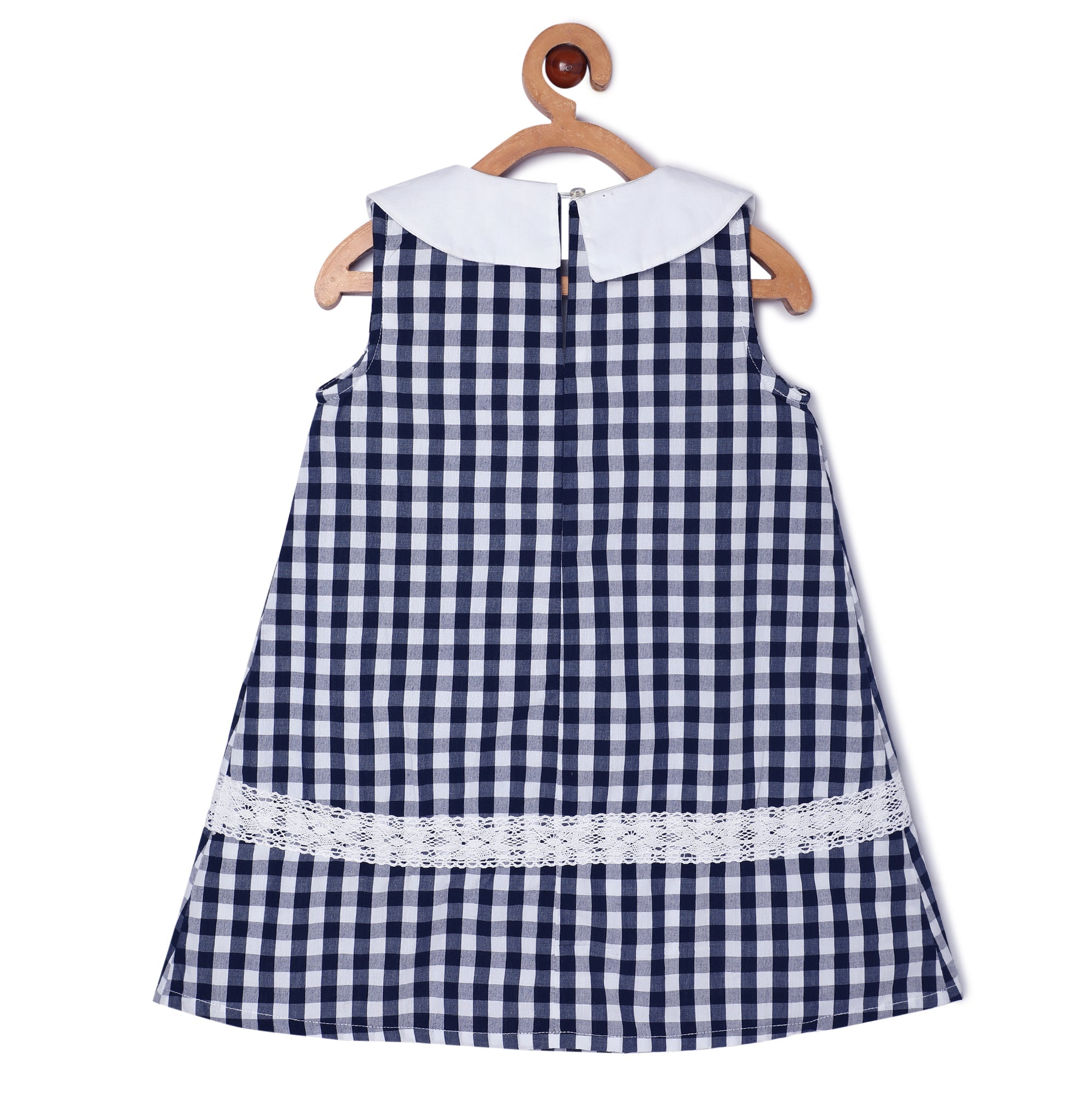 Navy Blue Checkered Girls Casual Dress - KCW - MC - BKCG - 1 - 2
