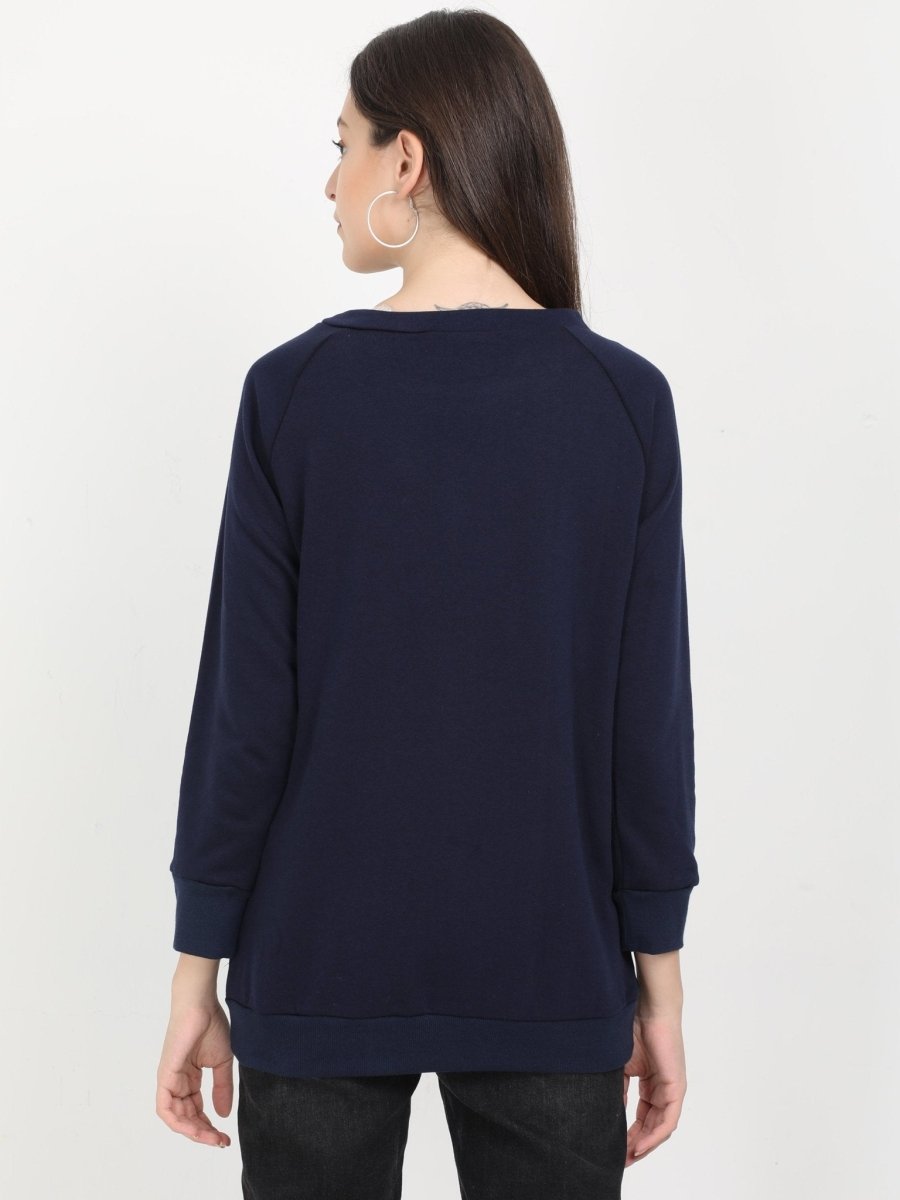 Navy Blue Maternity and Nursing Sweatshirt - MNSWT-NBLU-S